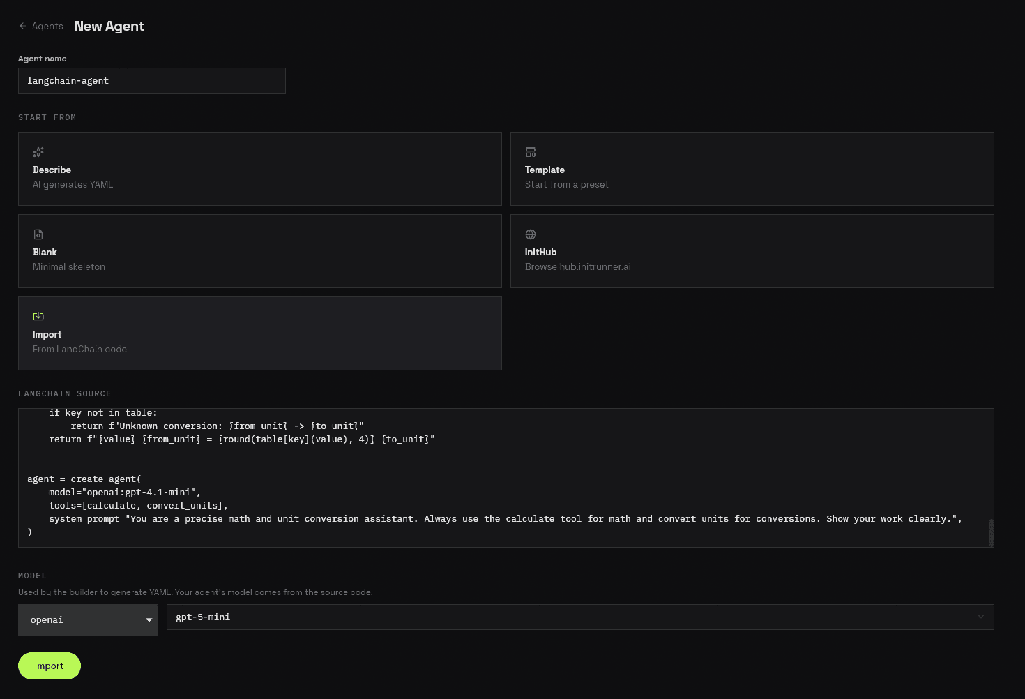 Paste your PydanticAI source code and select the PydanticAI framework pill