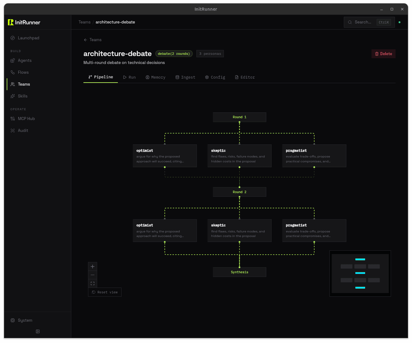 InitRunner Dashboard — Debate Pipeline