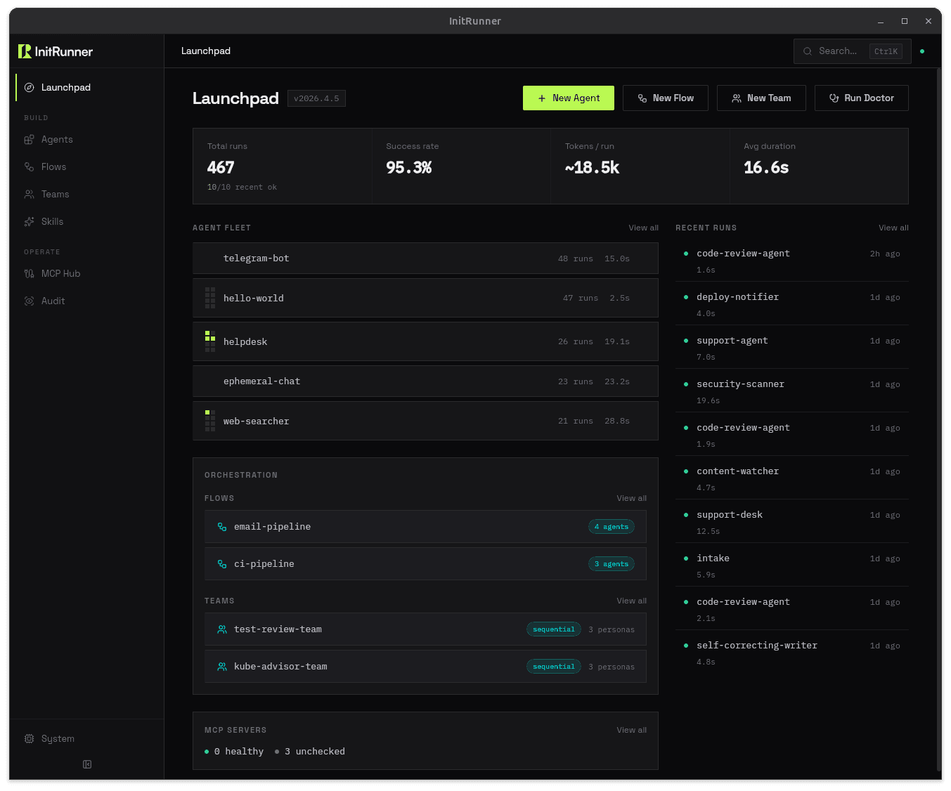 InitRunner Dashboard — Launchpad